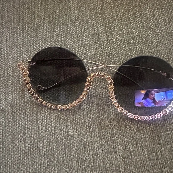 Chic Black and Gold Crystal Sunglasses - Picture 2 of 2